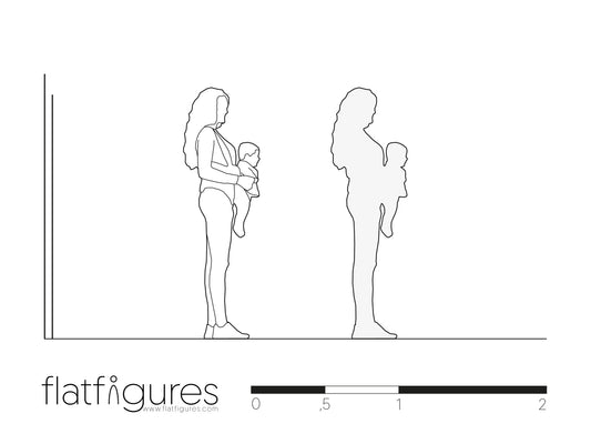 Stehende Frau mit Baby seitlich 02 - CAD Figur