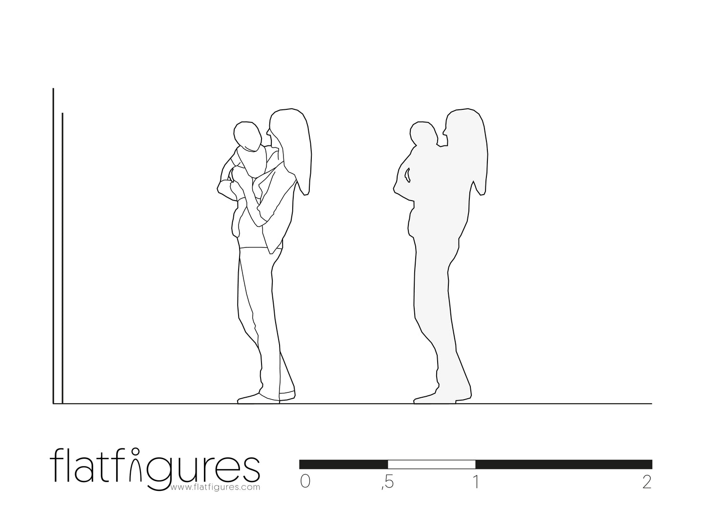 Stehende Frau mit Baby seitlich 03 - CAD Figur