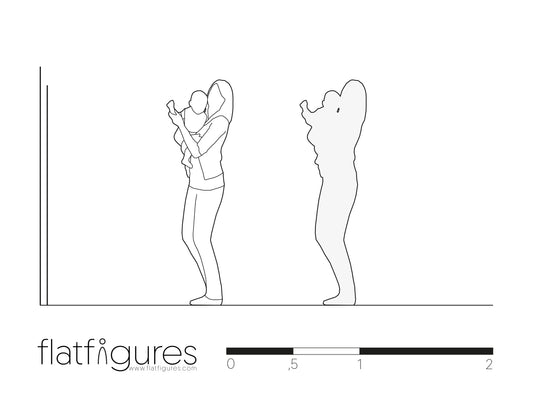 Stehende Frau mit Baby seitlich 04 - CAD Figur