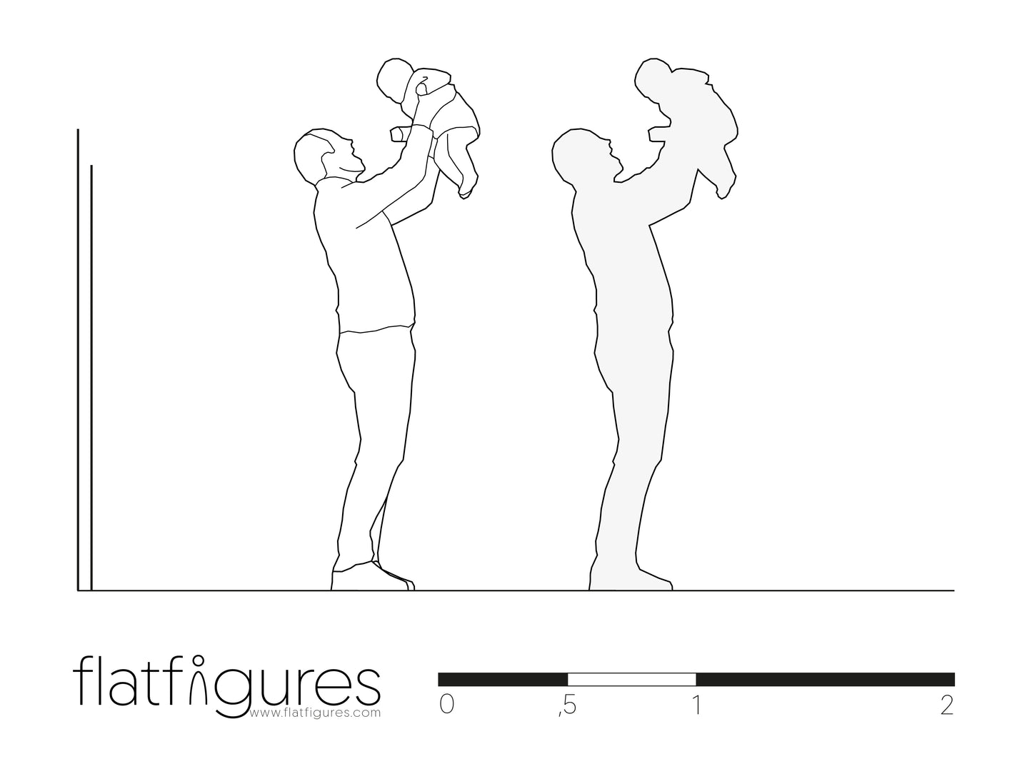 Stehender Mann mit Baby seitlich 06 - CAD Figur