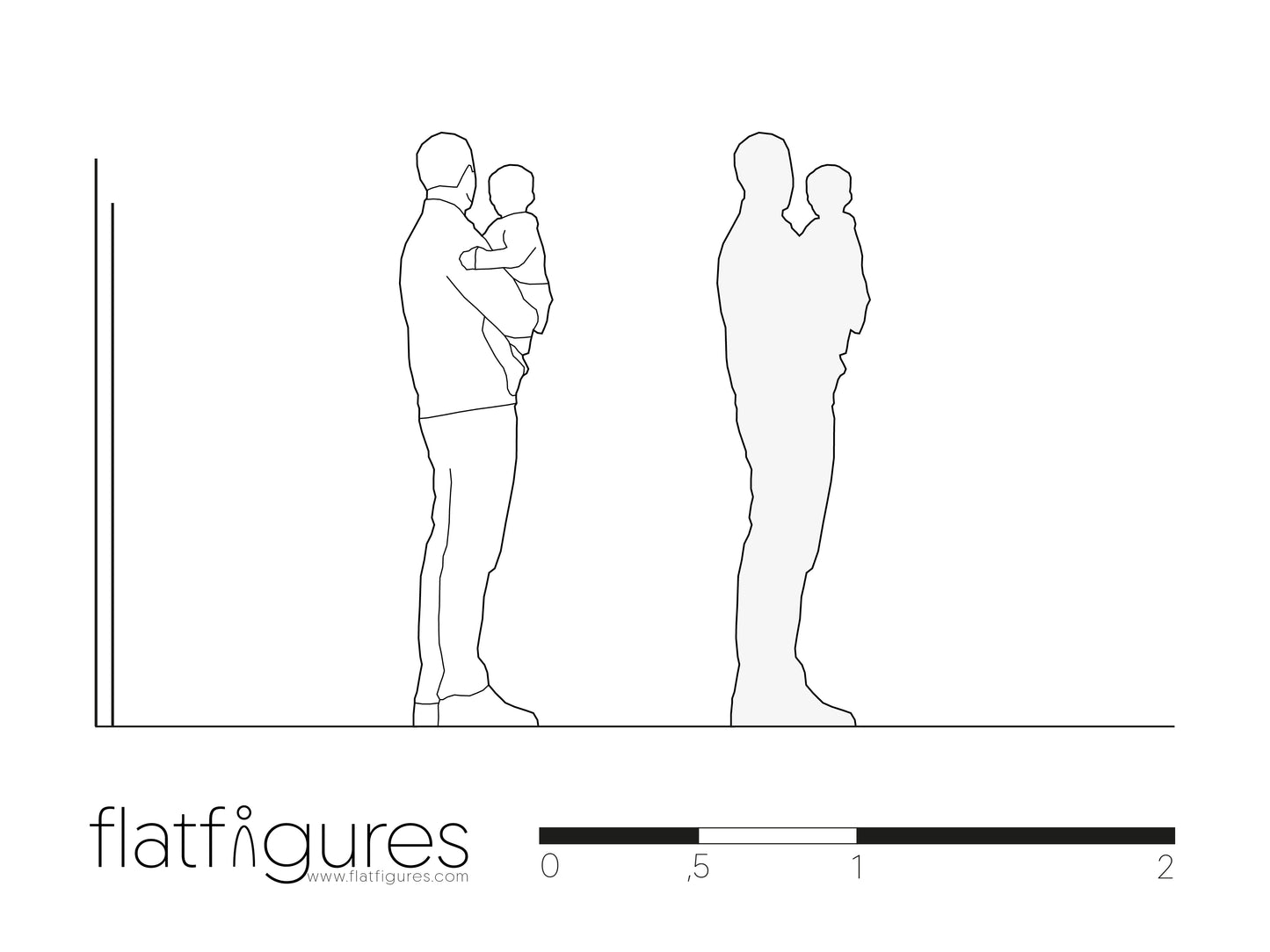Stehender Mann mit Baby seitlich 07 - CAD Figur