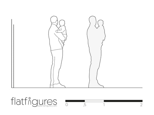 Stehender Mann mit Baby seitlich 07 - CAD Figur