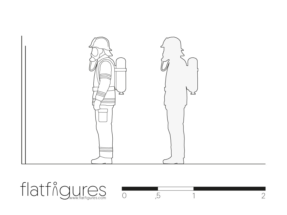 Stehender Feuerwehrmann seitlich 02 - CAD Figur