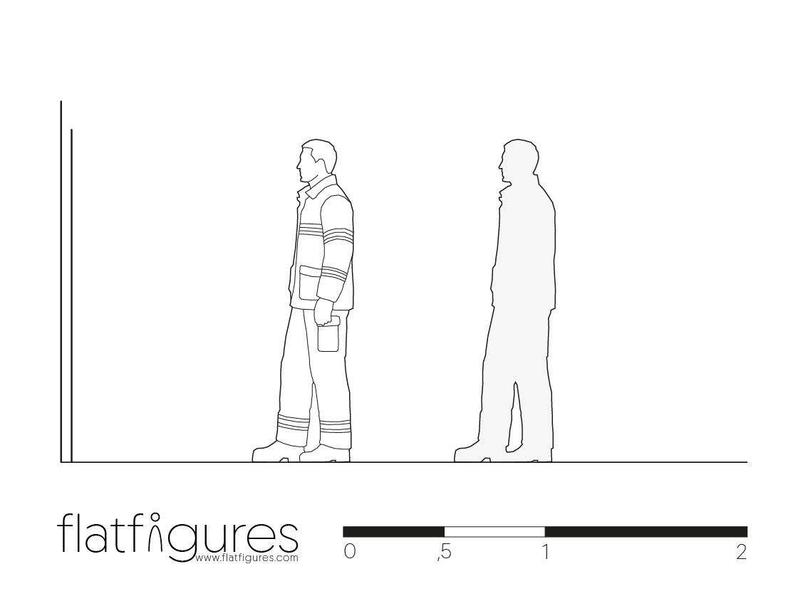 Stehender Feuerwehrmann seitlich 03 - CAD Figur