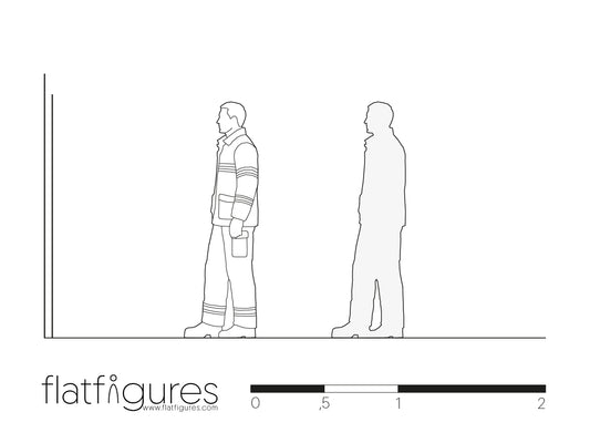 Stehender Feuerwehrmann seitlich 03 - CAD Figur