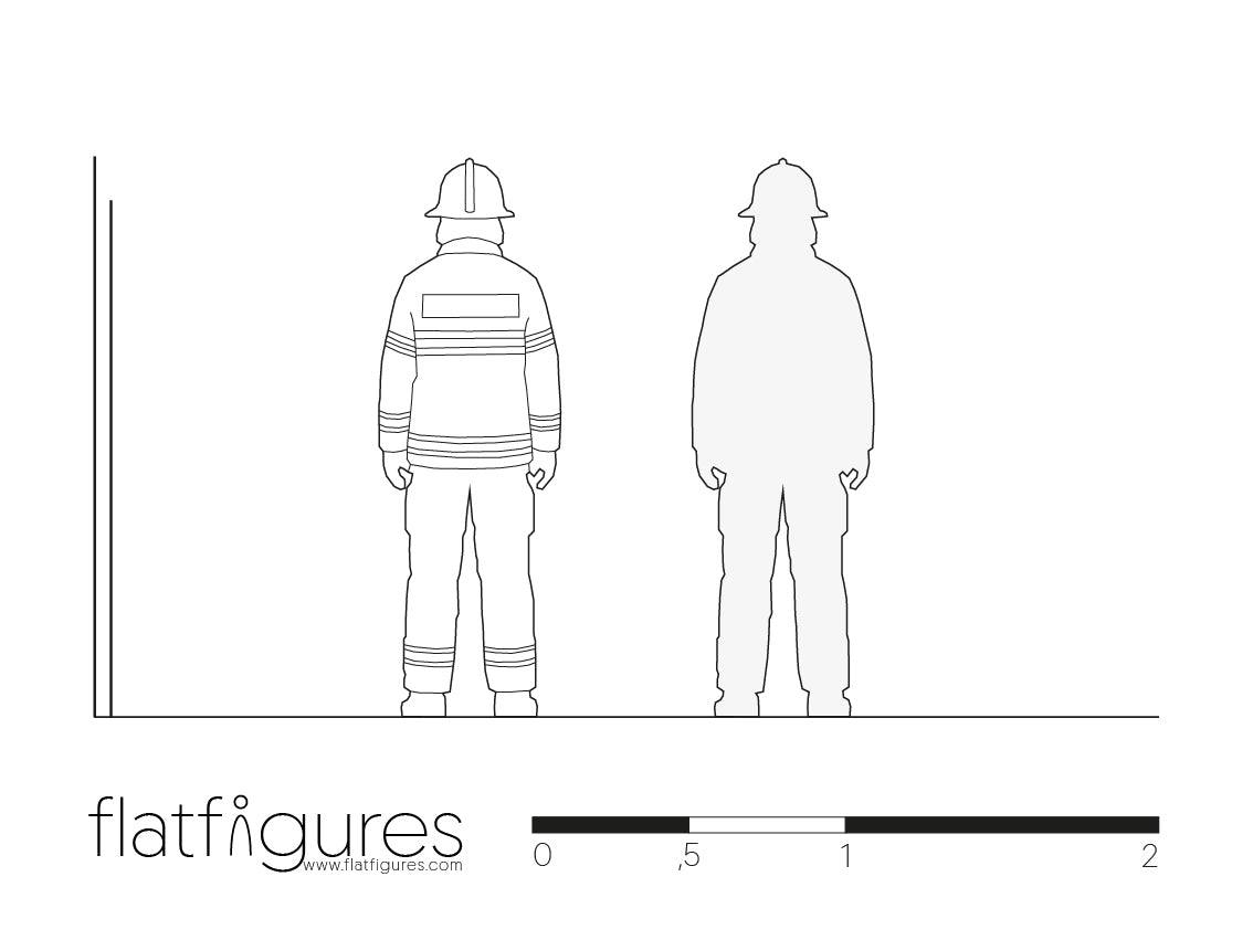 Stehender Feuerwehrmann hinten 01 - CAD Figur