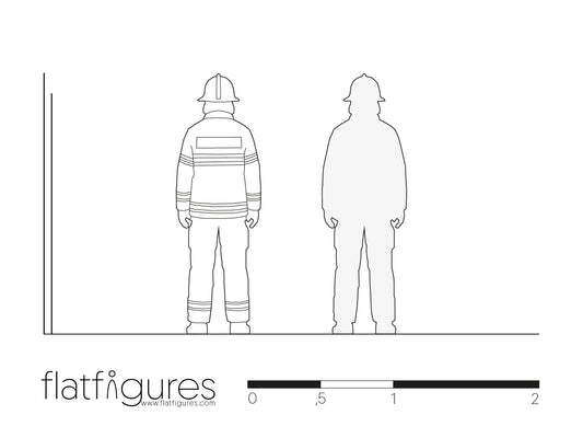 Stehender Feuerwehrmann hinten 01 - CAD Figur