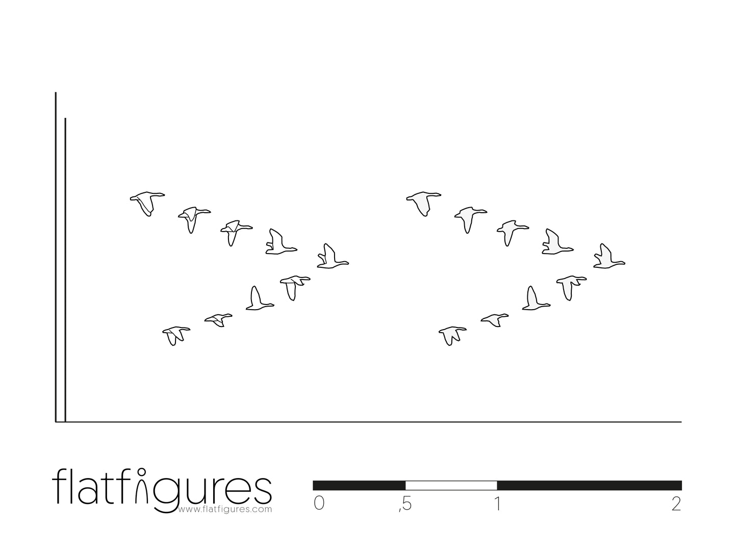 Fliegende Vögel seitlich 02 - CAD Figur
