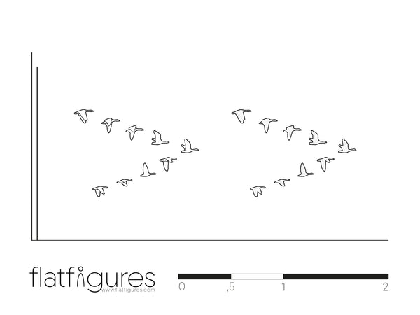 Fliegende Vögel seitlich 02 - CAD Figur