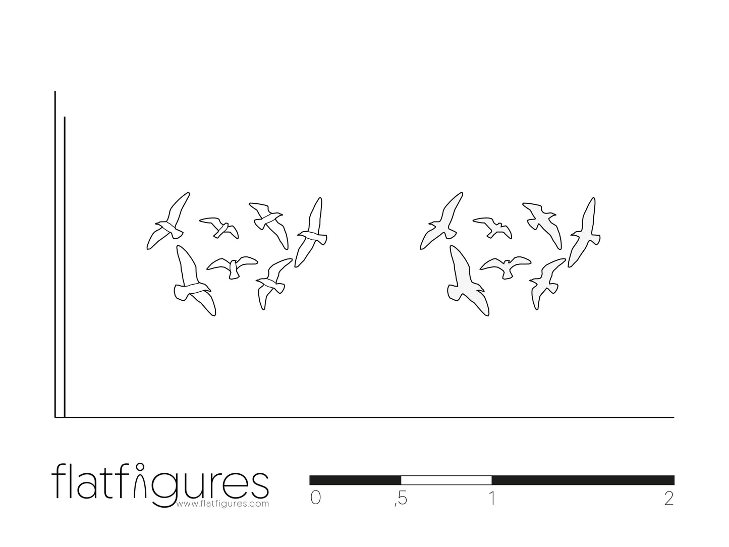 Fliegende Vögel frontal 03 - CAD Figur