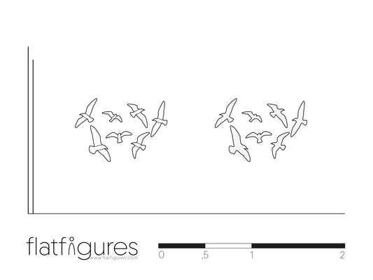 Fliegende Vögel frontal 03 - CAD Figur